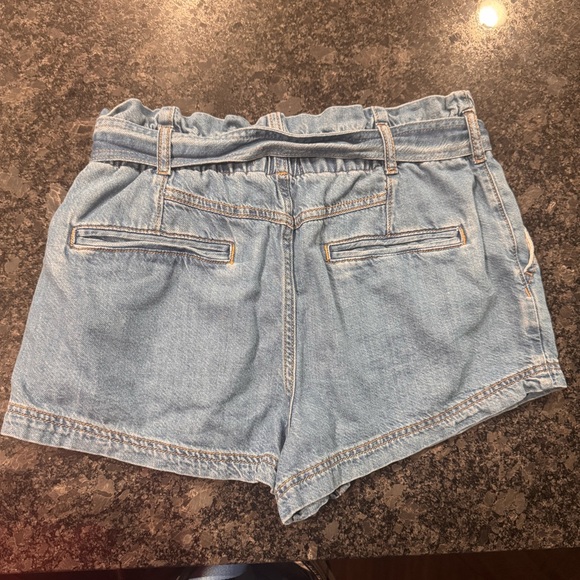 Anthropologie Pilcro Denim Blue Paperbag Waist Belted Women's Shorts - Picture 7 of 11